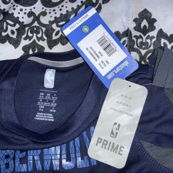 NBA Timberwolves Long Sleeve Youth Shirt Navy/Grey Size S Polyester Blend - Picture 3 of 4